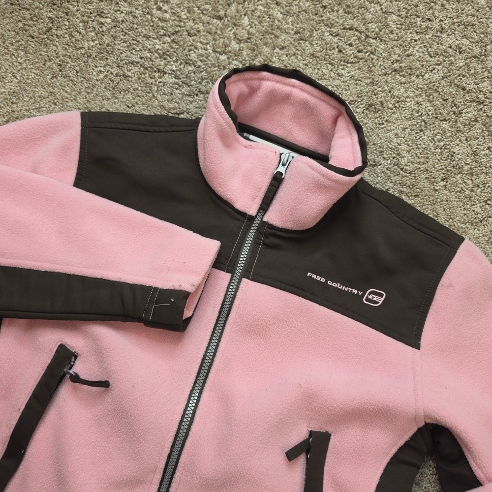 Free Country Fleece Jacket Womens Small Pink Brown Outdoor Casual Lightweight